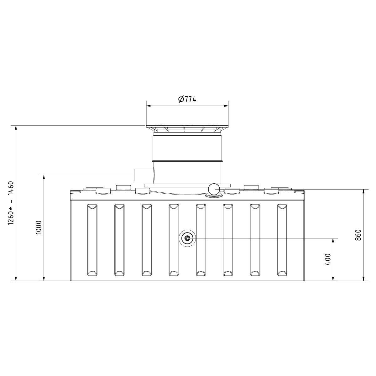 Retentions-/Rückhaltezisterne AQa.Line Flachtank 2000 L inkl. Abdeckung