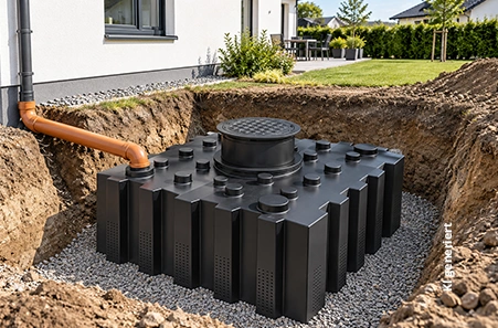 Sickerflachtank zur unterirdischen Versickerung von Regenwasser