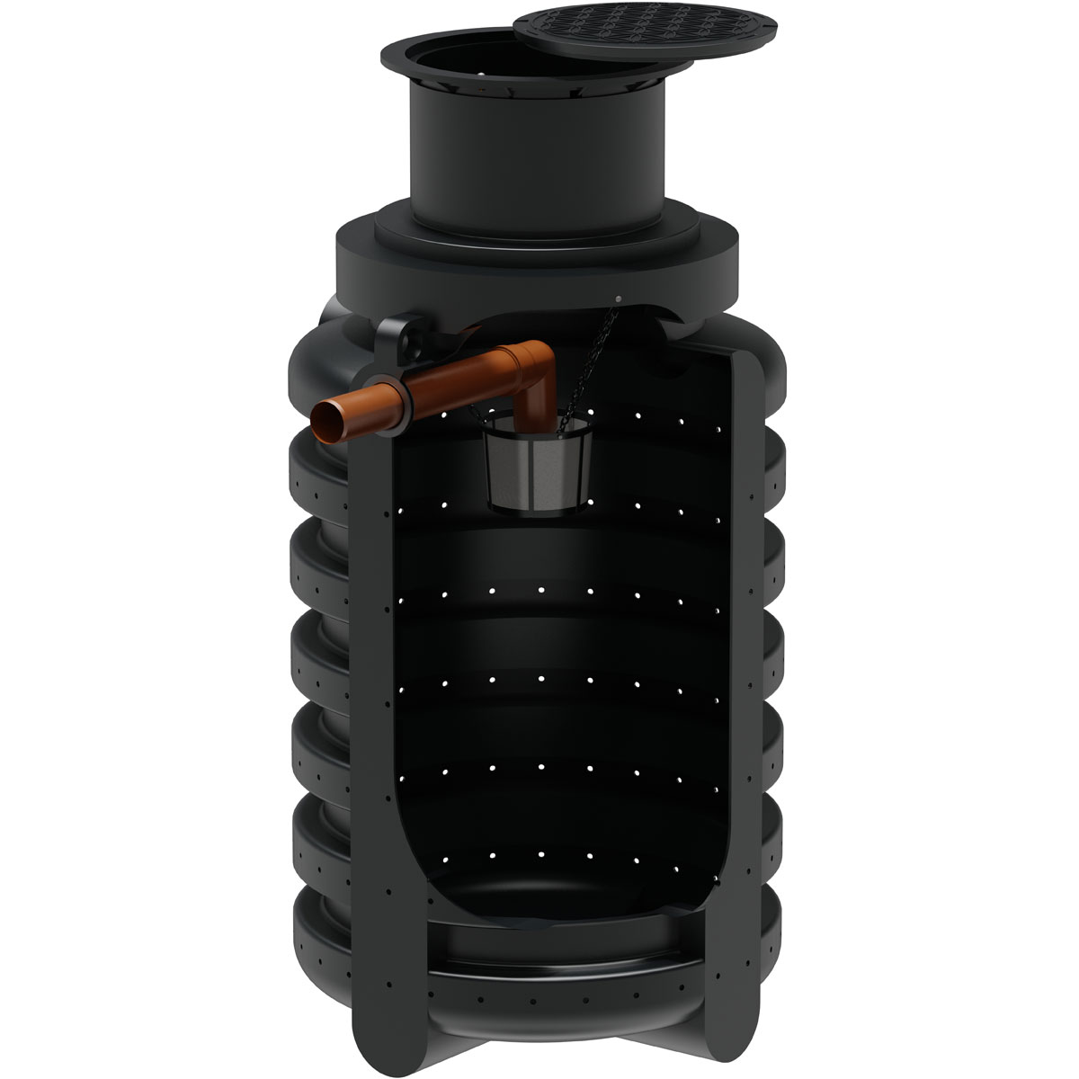 Sickerschacht 2000 l - mit Filter, inkl. Abdeckung und Anschluss DN100/110