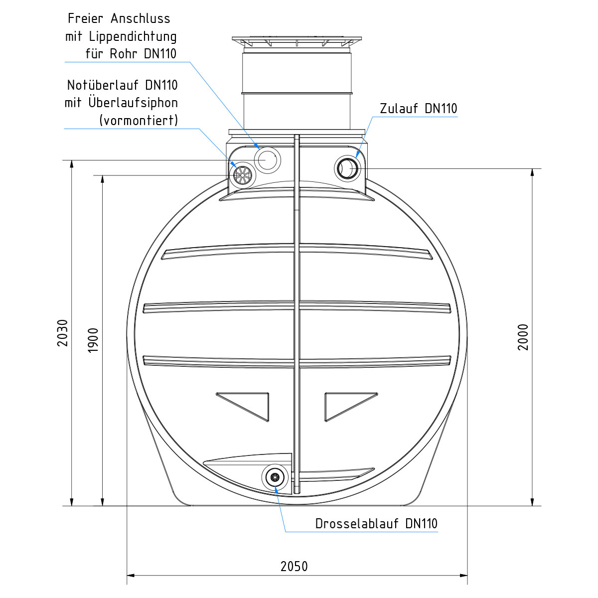 AQa-Line-Retentionszisterne-6000-L-100-GF-Dom-kurz-200-kg-AR-60-1211-vorne