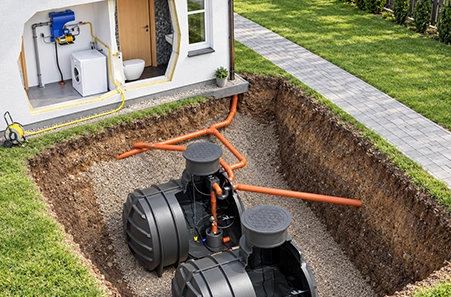 Regenwasseranlage mit Zisterne für die Nutzung in Haus und Garten