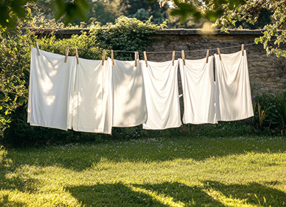 Regenwasseranlage Haus Wäsche die im Garten trocknet